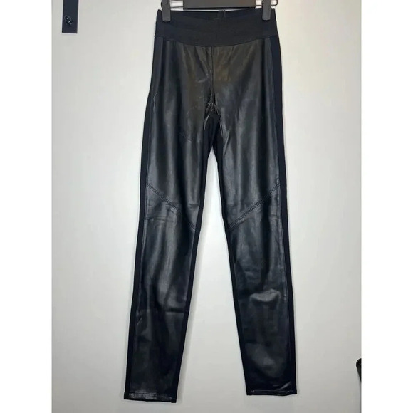 Paige Women Faux Leather Leggings Moto Pull Jeans Sz Medium Black Ponte Paloma - Picture 1 of 7